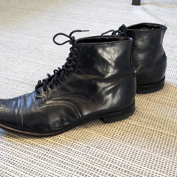 Men's Stacy Adams Black Leather Lace Up Boots Dress Work Business Size 14 - Picture 10 of 13